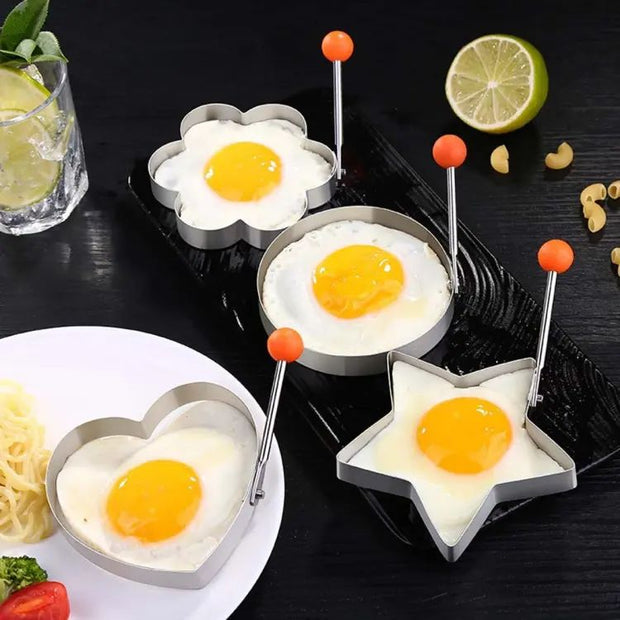 Pack Of 4 Egg Shaper Kitchen Tools Star, Heart, Round, Flower Shaped Stainless Steel