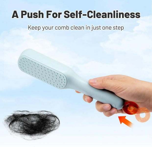 Self Cleaning Hair Brush, One-click Cleaning Telescopic Hair Comb, Anti-static Telescopic Hairbrush, Anti-hair Entangled Automatic