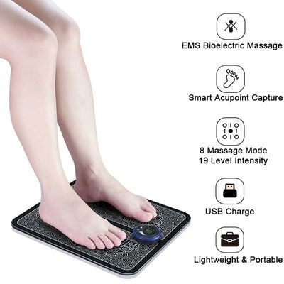 Ems Foot Massager Mat Electric Usb Charging Smart Display Tens Acupuncture Feet Cushion Blood Circulation Pad Health Care Home