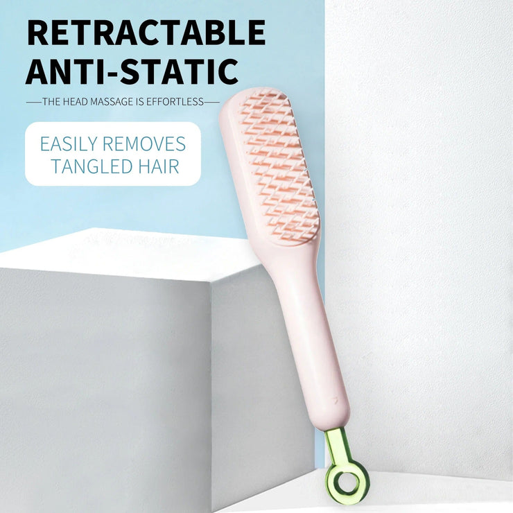 Self Cleaning Hair Brush, One-click Cleaning Telescopic Hair Comb, Anti-static Telescopic Hairbrush, Anti-hair Entangled Automatic