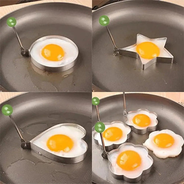 Pack Of 4 Egg Shaper Kitchen Tools Star, Heart, Round, Flower Shaped Stainless Steel