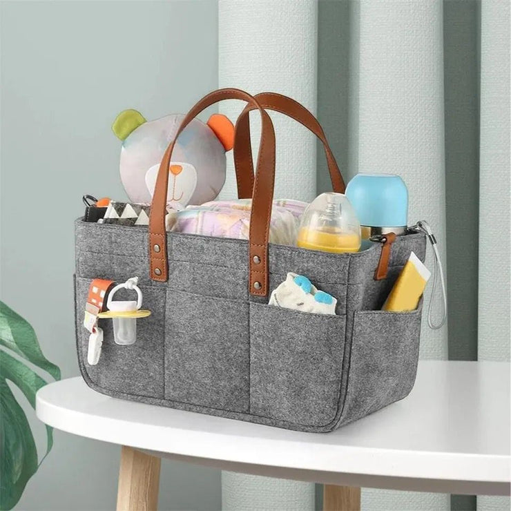 Foldable Travel Felt Storage Bag Baby Diaper Caddy Organizer