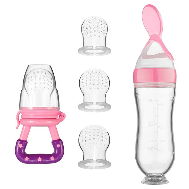 (combo) Baby Spoon Feeder Silicone Bottle Feeding With Free Fruit Pacifier Toddler