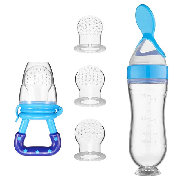 (combo) Baby Spoon Feeder Silicone Bottle Feeding With Free Fruit Pacifier Toddler