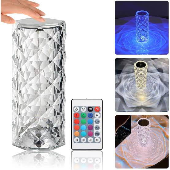 Diamond Rose Crystal Lamp 16 Color Changing ( With Remote) Touch Lamp Usb Rechargeable