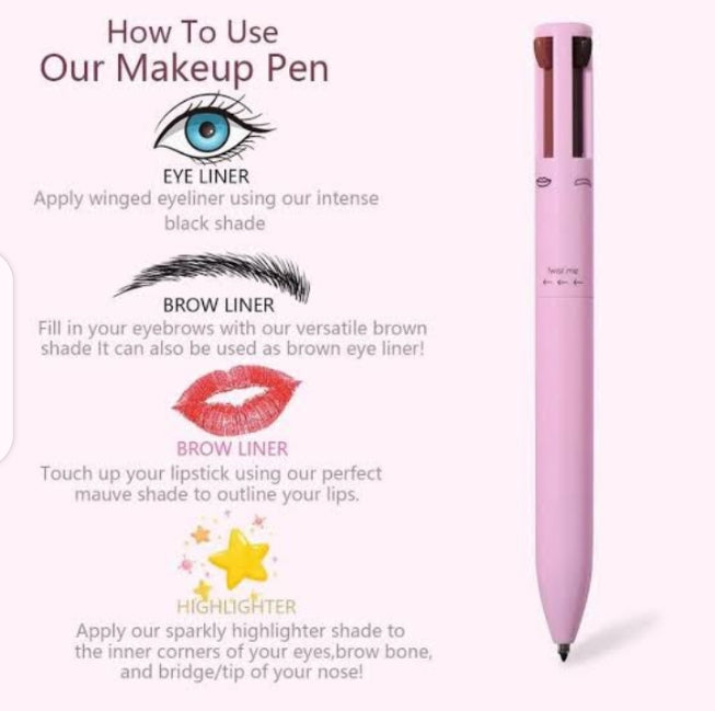 Eye Shadowliner 4in1 makeup pen || Multifunctional Cosmetics Ballpoint Pen || Waterproof Eyeliner Long Lasting Highlighter Stick