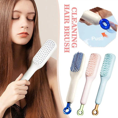 Self Cleaning Hair Brush, One-click Cleaning Telescopic Hair Comb, Anti-static Telescopic Hairbrush, Anti-hair Entangled Automatic