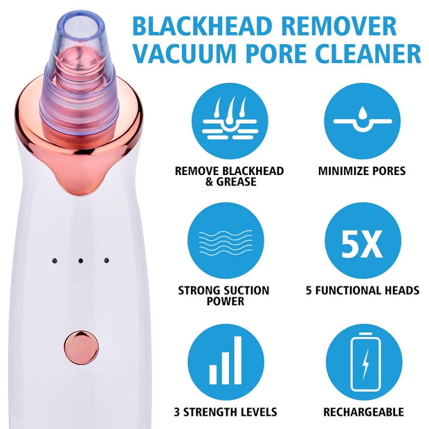 Face Vacuum Blackhead Remover Pore Cleaner | Electric Deep Cleansing Tool For Nose & Face