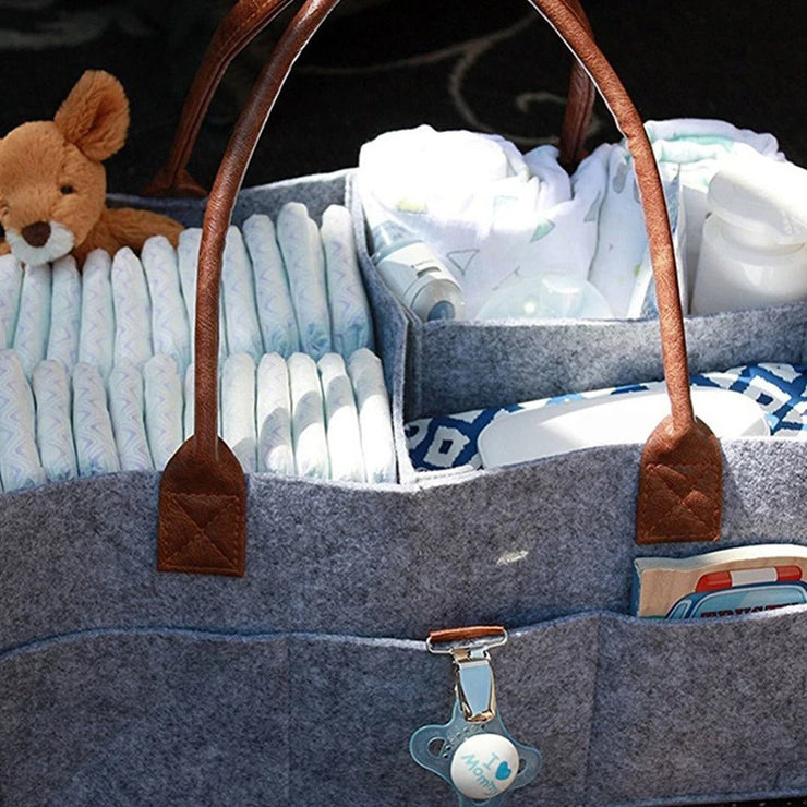 Foldable Travel Felt Storage Bag Baby Diaper Caddy Organizer