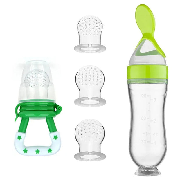 (combo) Baby Spoon Feeder Silicone Bottle Feeding With Free Fruit Pacifier Toddler