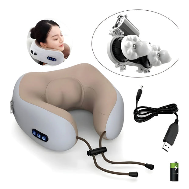 Compact And Versatile Electric U-Shaped Massage Pillow For Outdoor, Home, And Car Relaxation